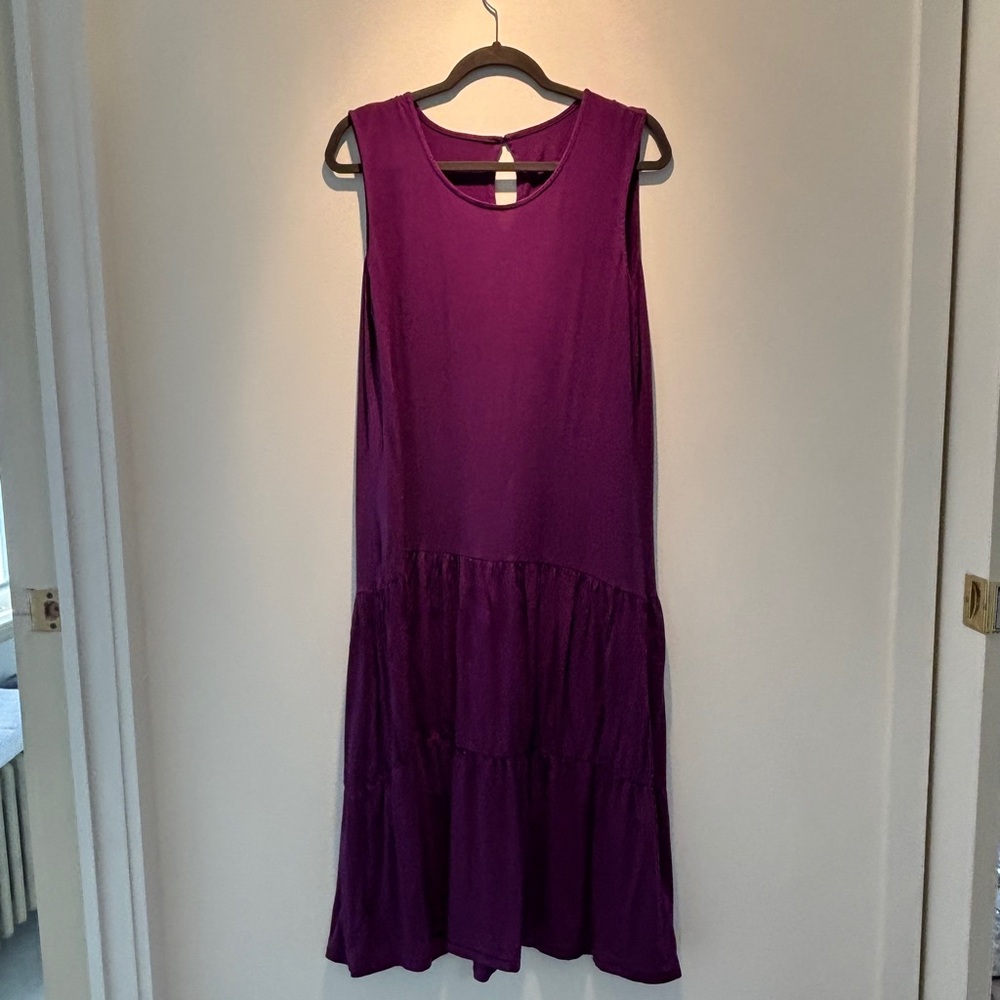 Terrera Tiered Purple Sleeveless Midi Dress